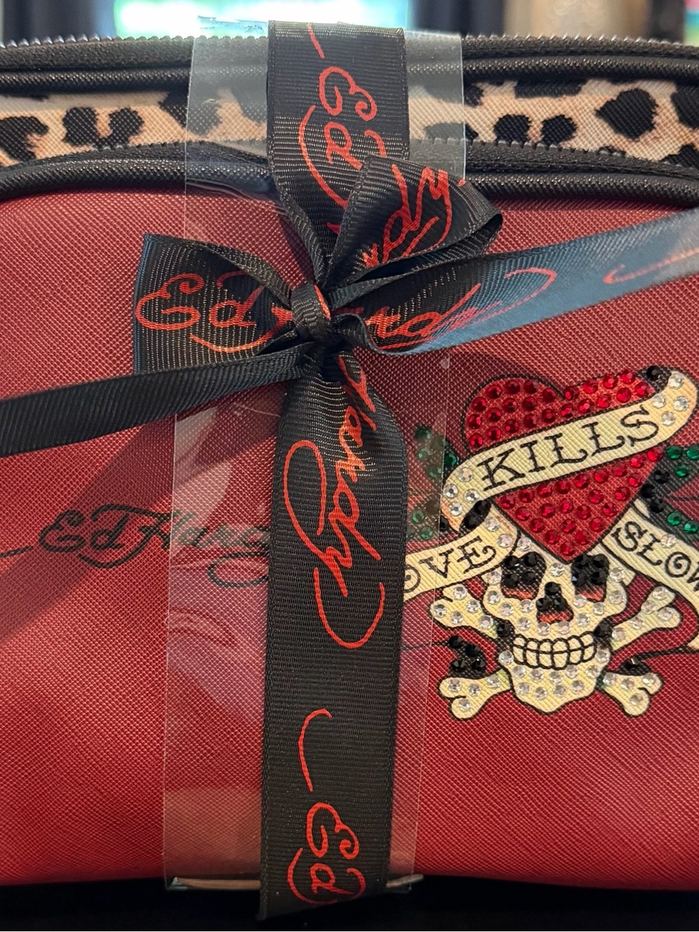 Ed Hardy Red Skull & Heart Makeup Bag